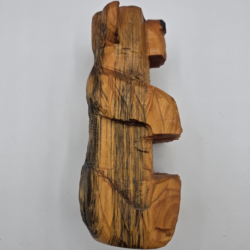 Hand Carved Wooden Rustic Bear 9" Solid Light Color - Picture 6 of 11